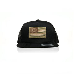USA Tan Flag Patch Trucker