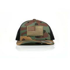 USA Tan Flag Patch Trucker