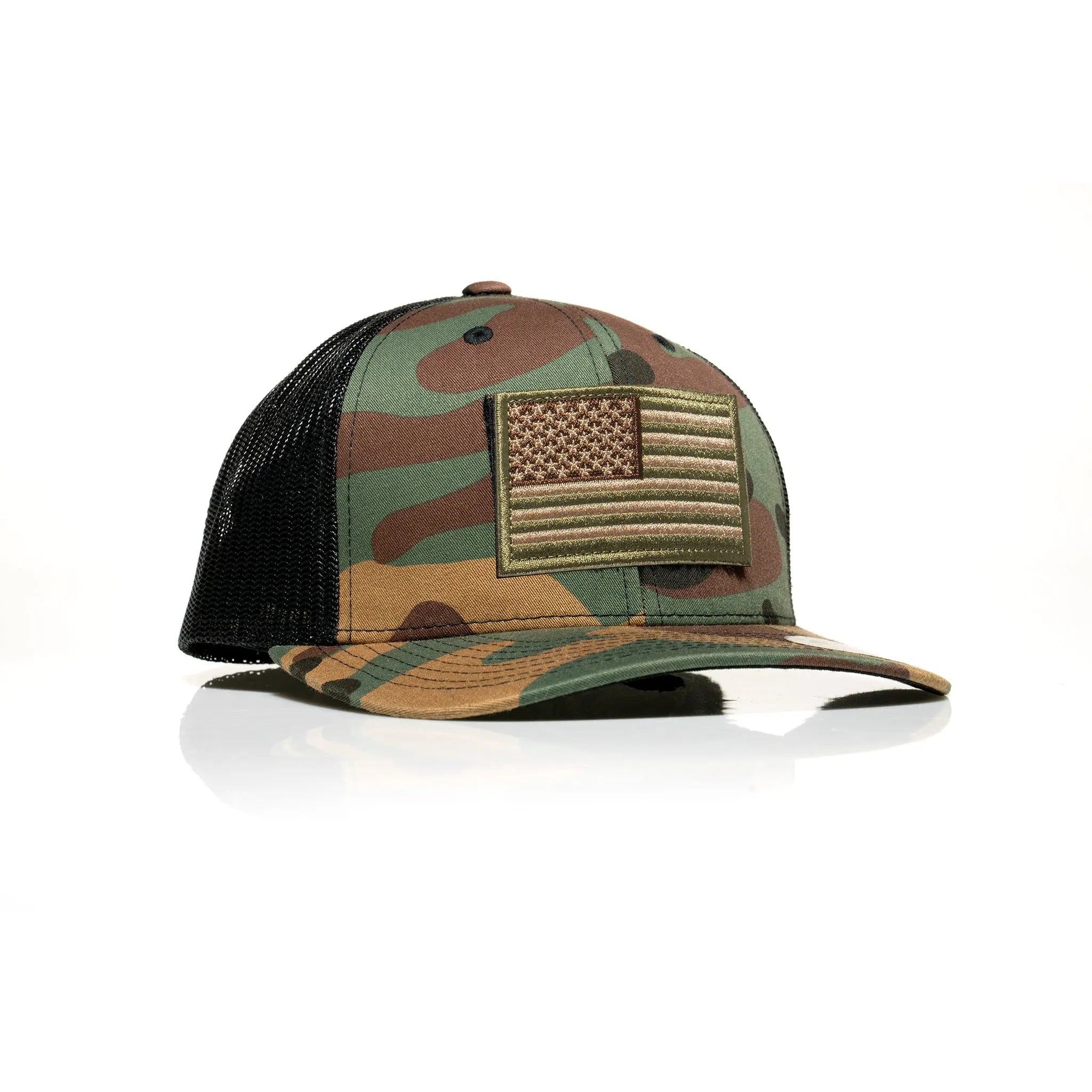 USA Tan Flag Patch Trucker